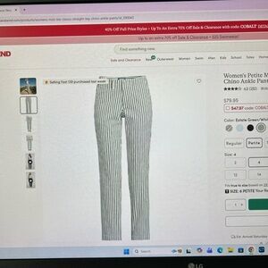 Lands' End Green Striped Women’s Chinos